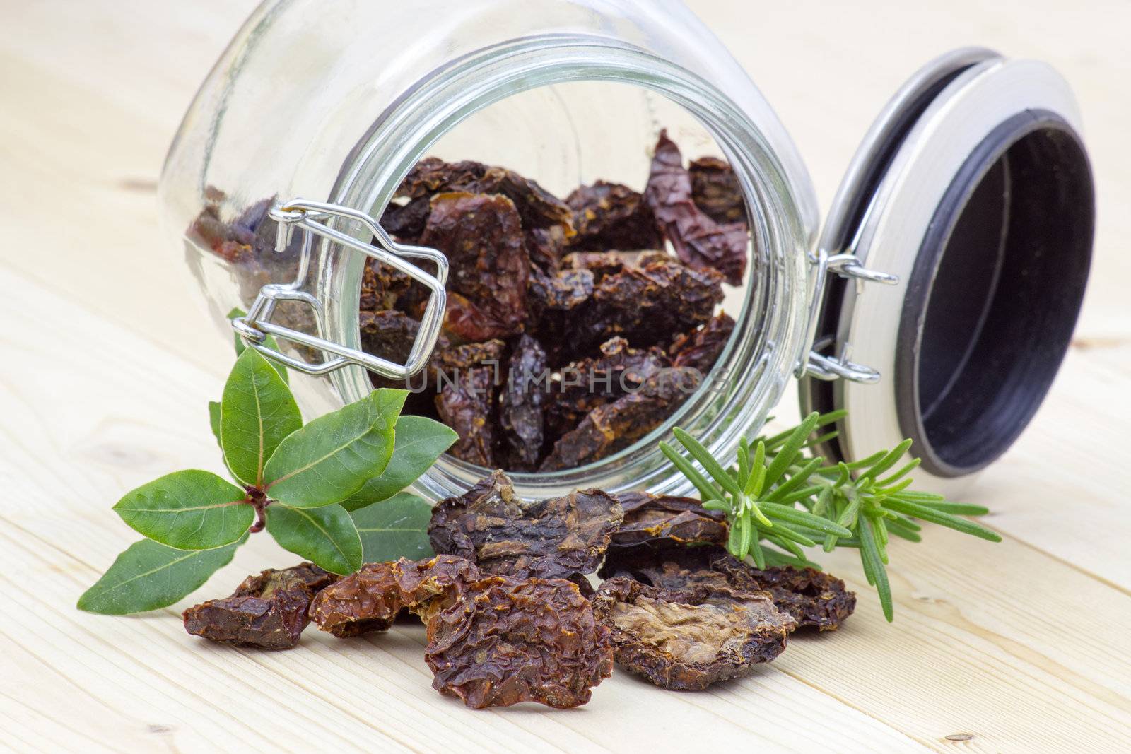dried tomatoes in a jar