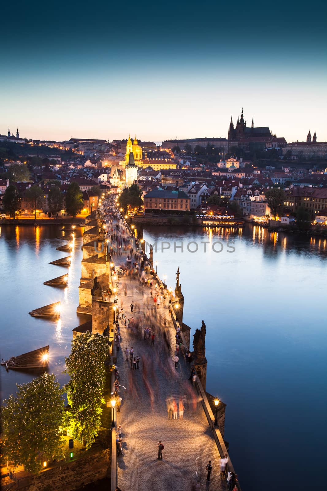 View of Vltava river with Charles bridge in Prague, Czech republic