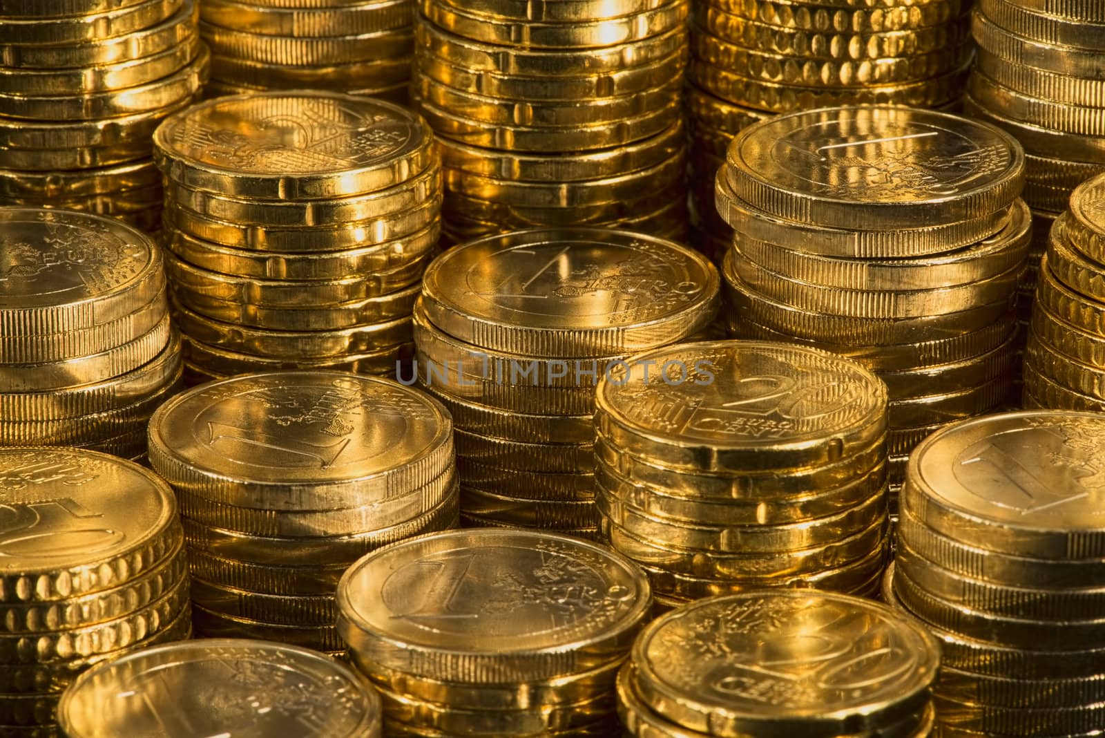 a view of many euro coins
