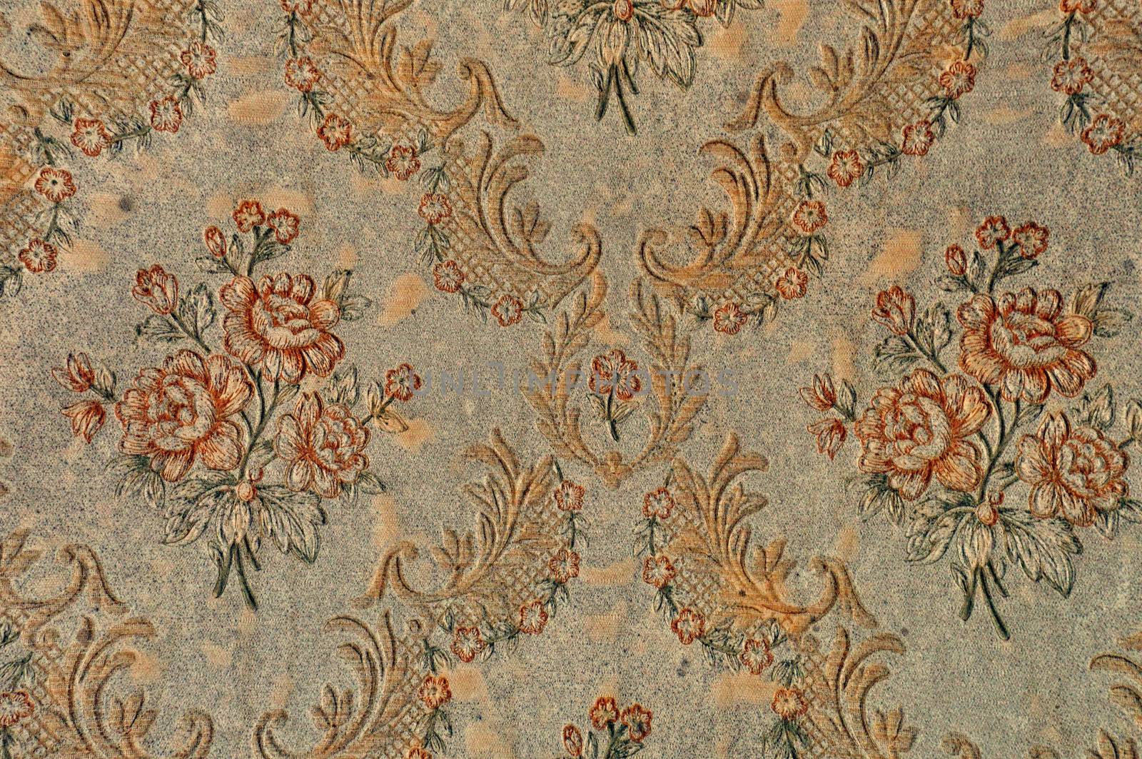 Antique floral pattern victorian wallpaper retro background texture.