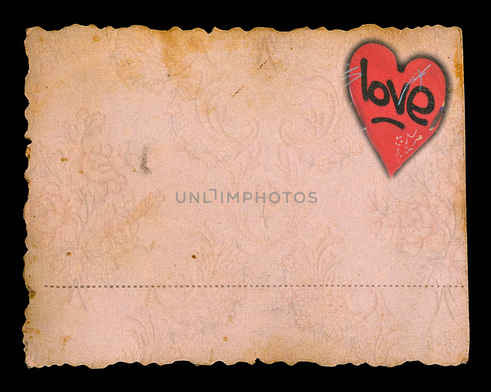 Valentine's day grunge postcard paper background. Red heart shape love abstract.