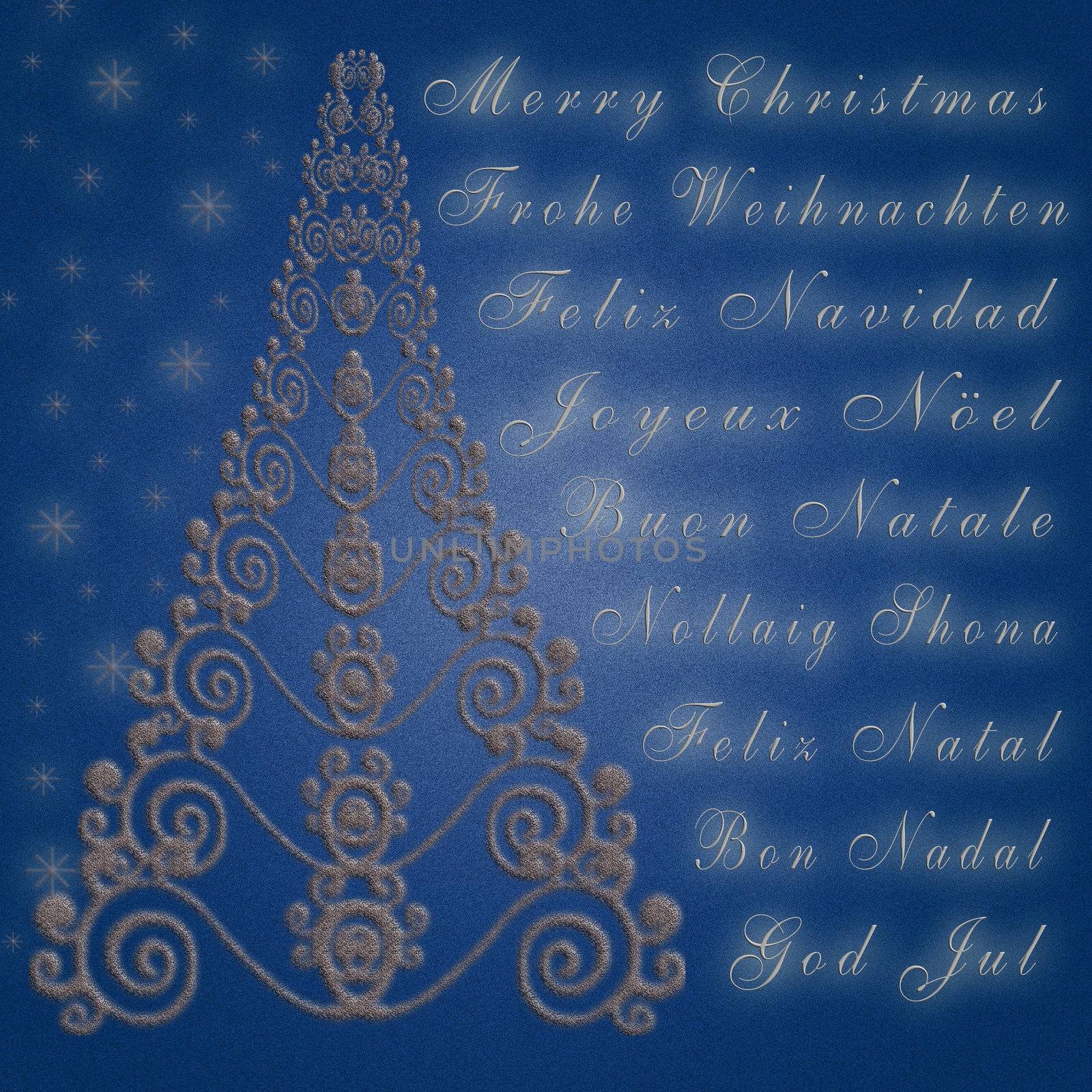 Christmas greeting card in silver and blue