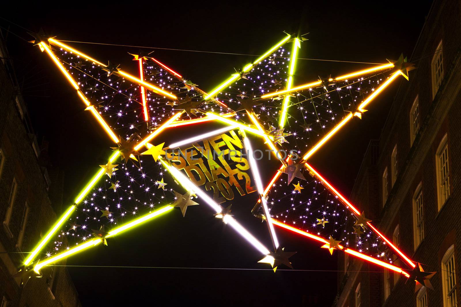 The fantastic Christmas lights in the Seven Dials district in London.