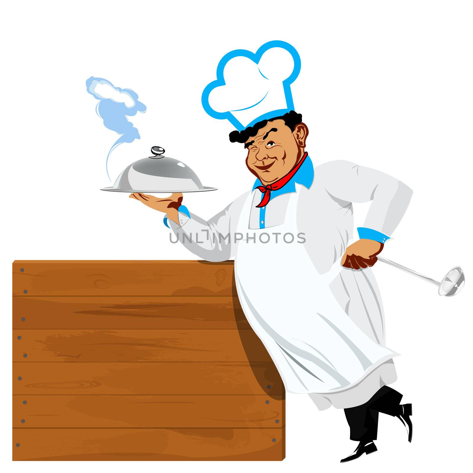 Funny Chef and wooden menu by sergey150770SV