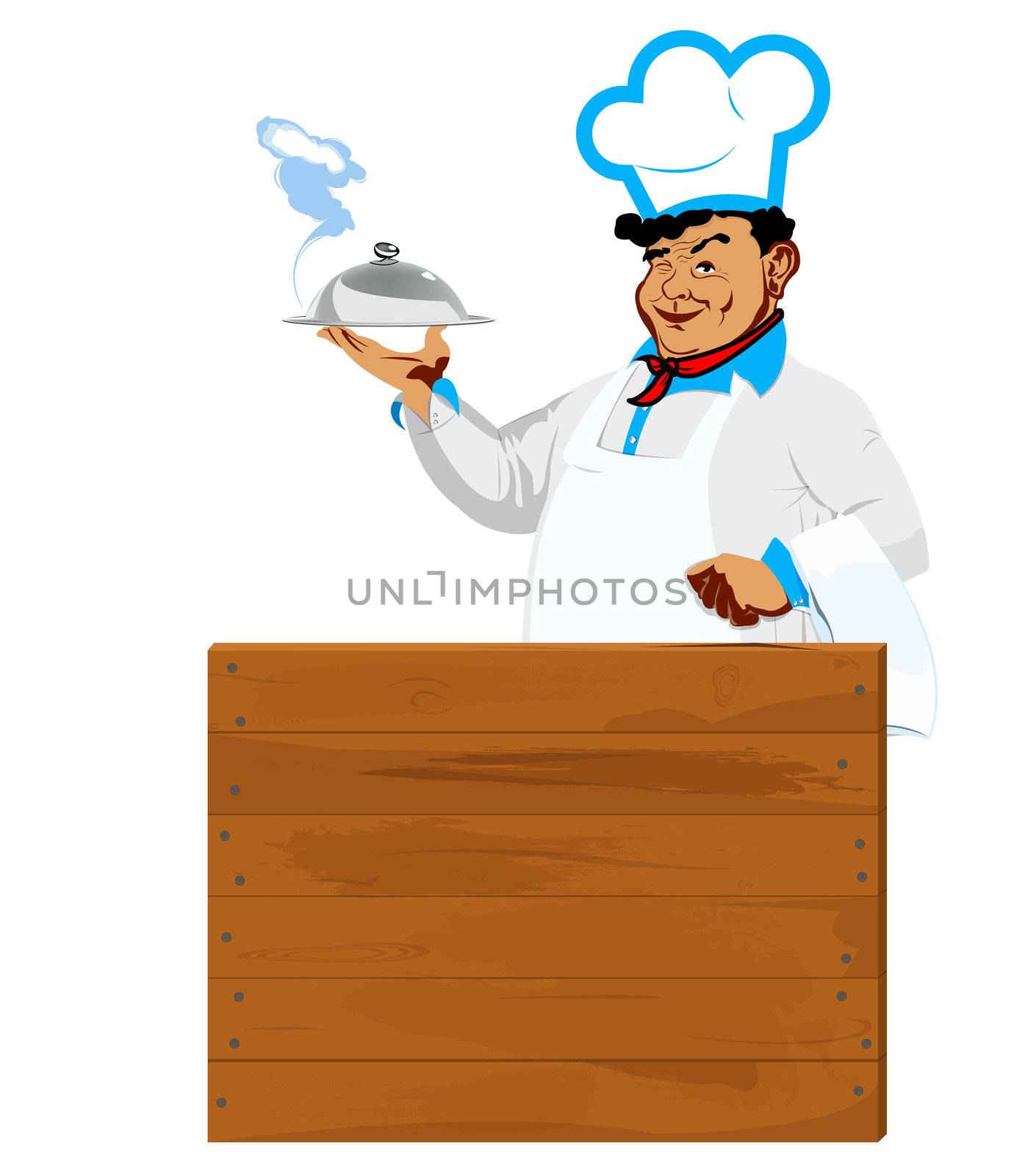 Funny Chef and wooden menu by sergey150770SV