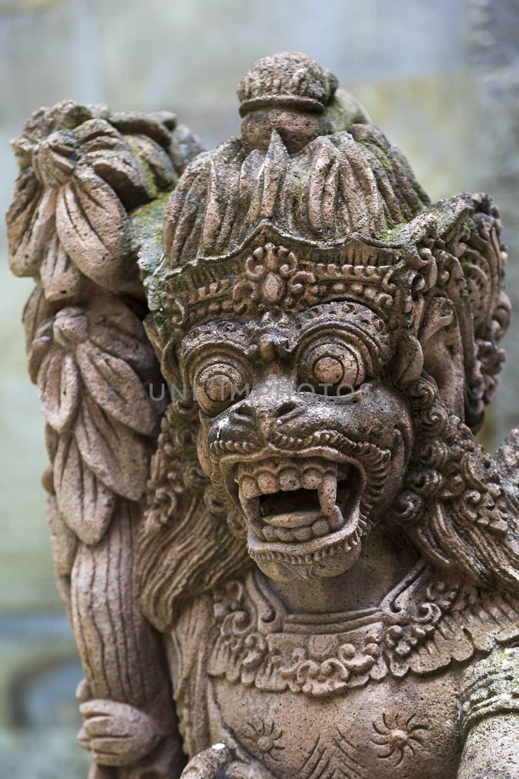 Traditional Balinese God statue in a Bali temple