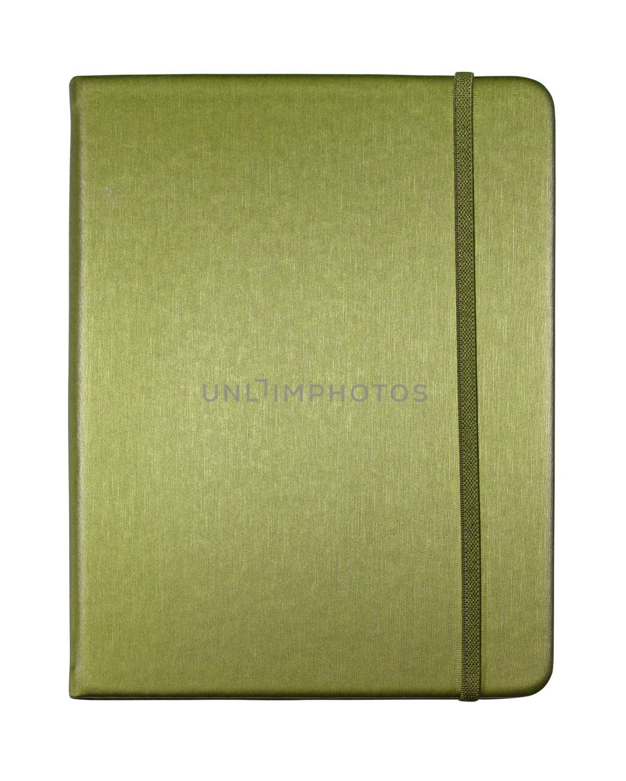 silk green color cover note book isolated on white background by nuchylee