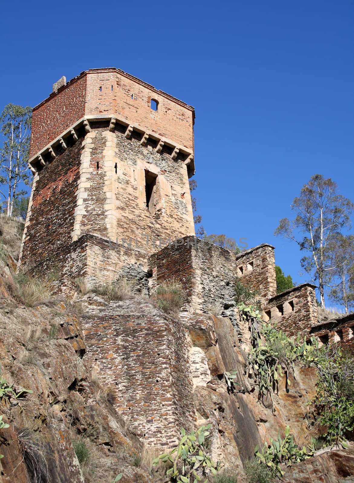 roman watchtower in alcantara Spain prior to the passage of the river Tagus