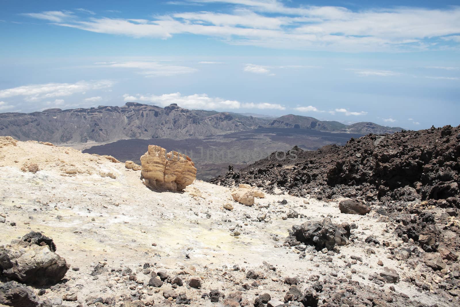 view of Martian landscape from the volcano of Mount Teide on Tenerife Spain