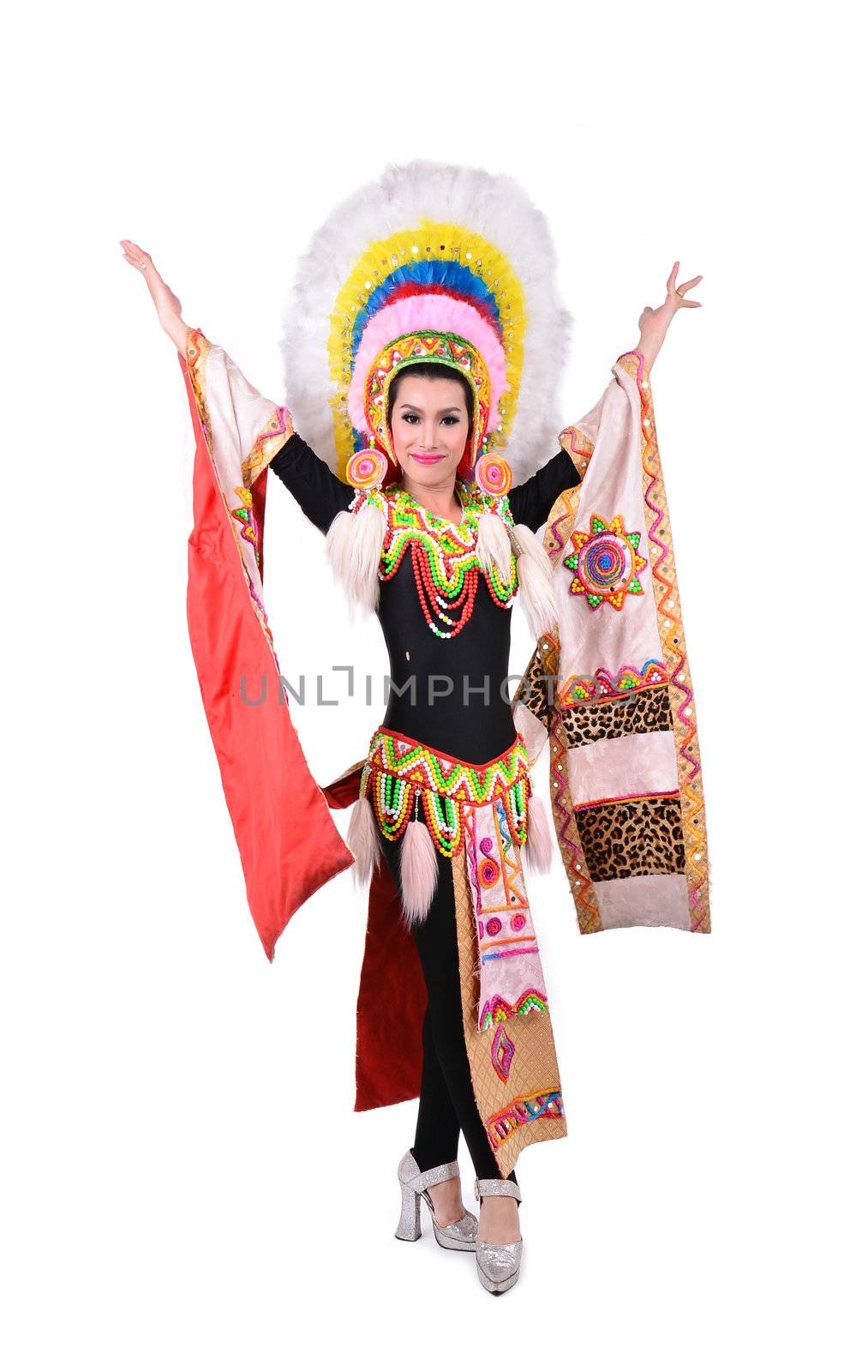 cabaret dancer on a white background