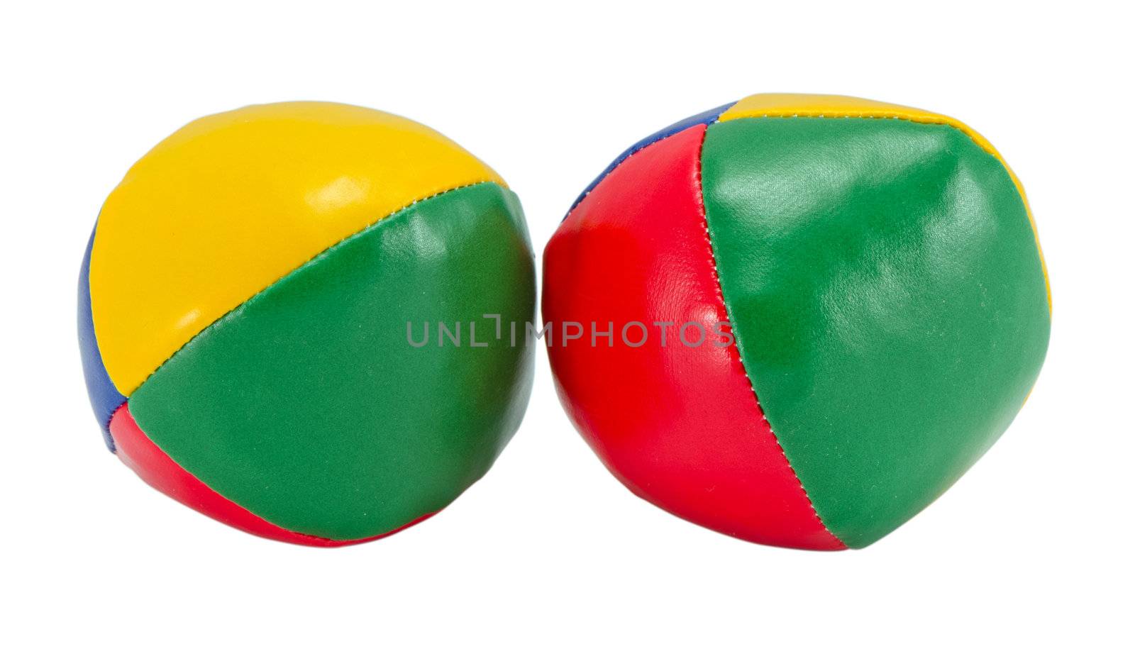 colorful soft juggling balls isolated on white background