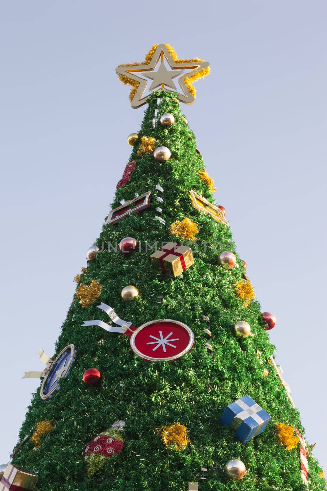 Artificial Christmas tree close up