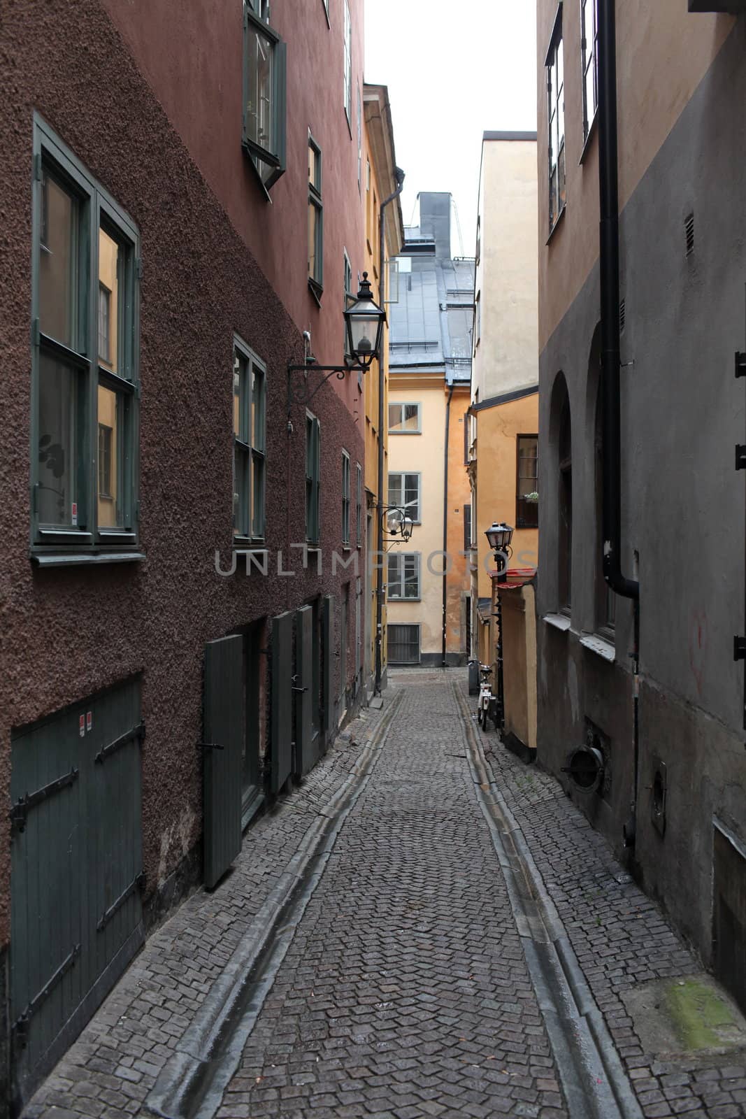 cityscape, street in old town Stockholm in the autumn