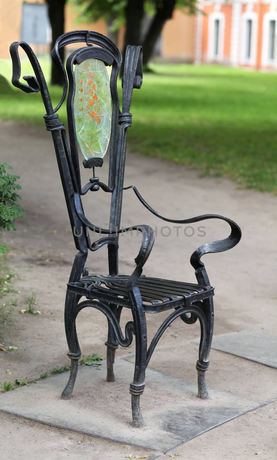 The metal Garden chair  in the garden