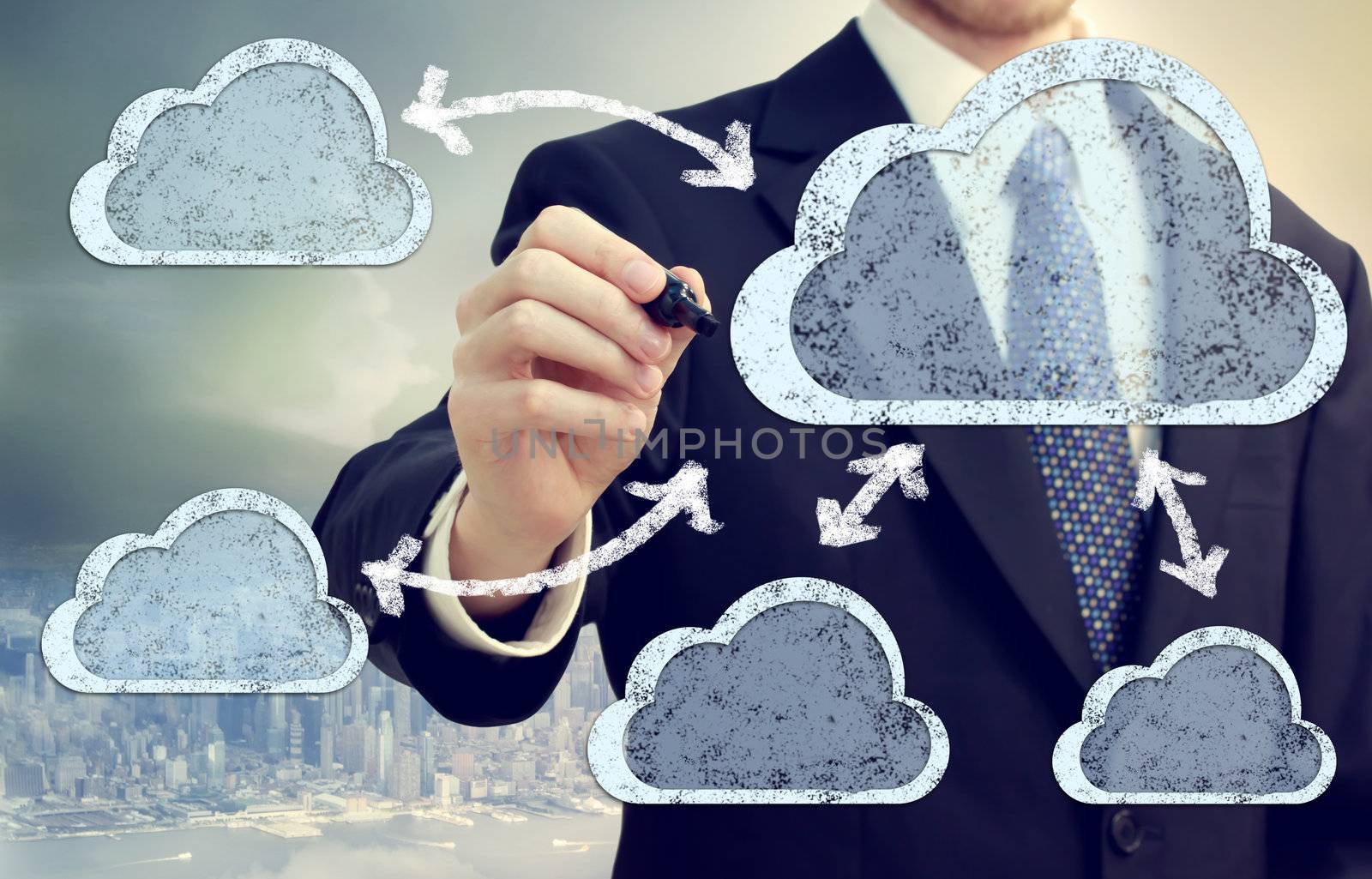 Cloud computing, technology connectivity concept