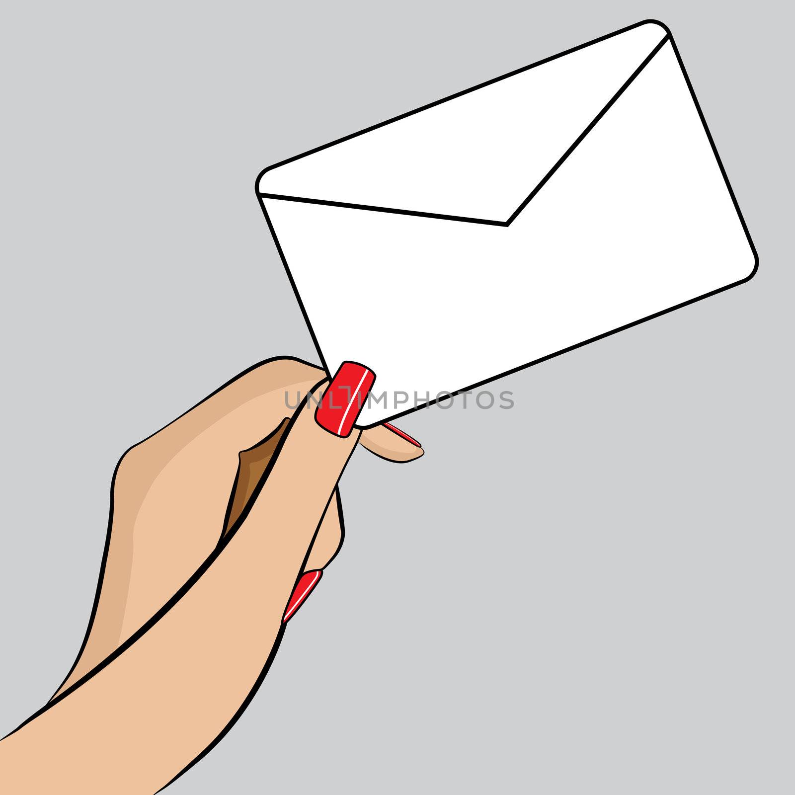 PopArt Illustration of hand with a piece of paper by DragonEyeMedia