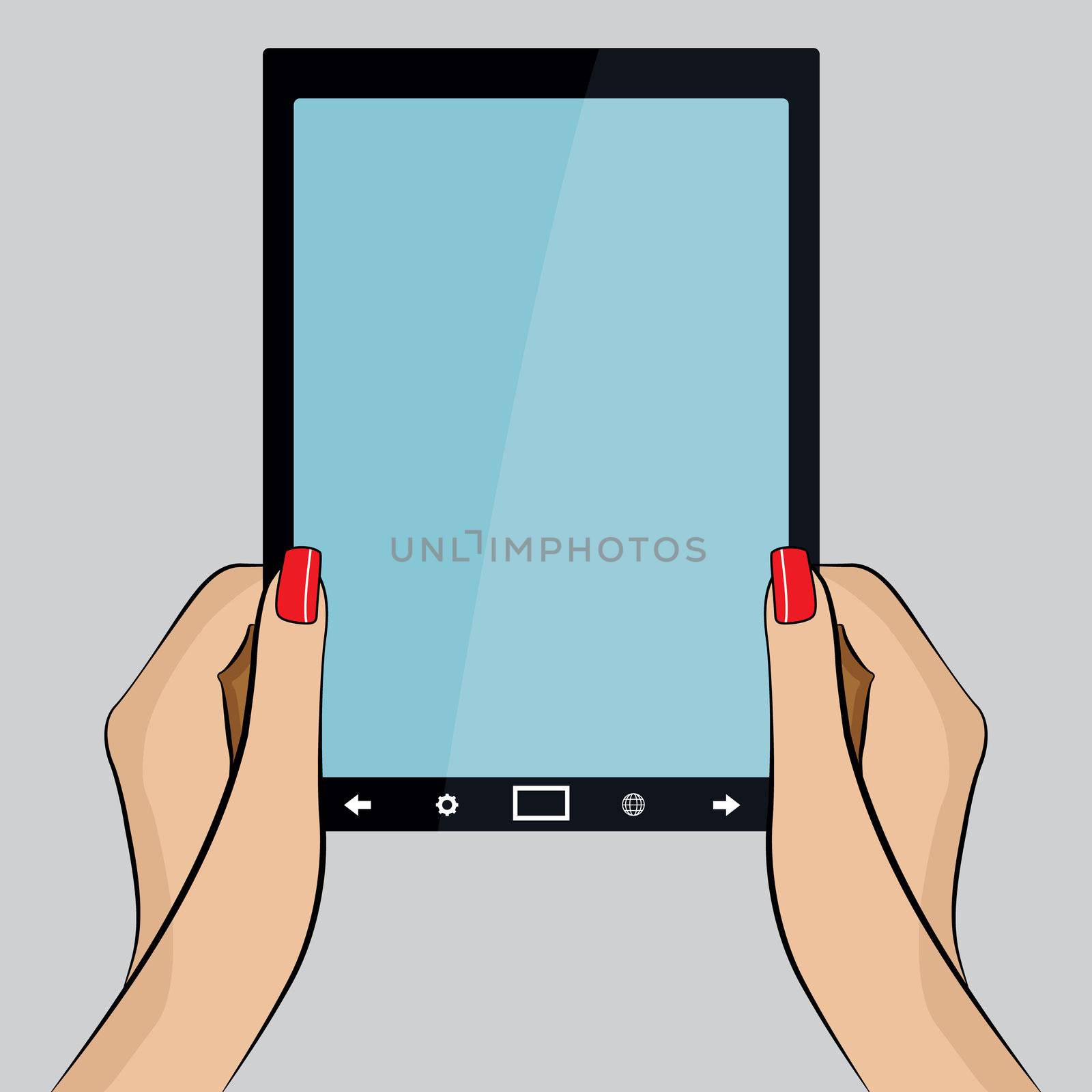 Pop Art Illustration of a hand with a Tablet PC by DragonEyeMedia