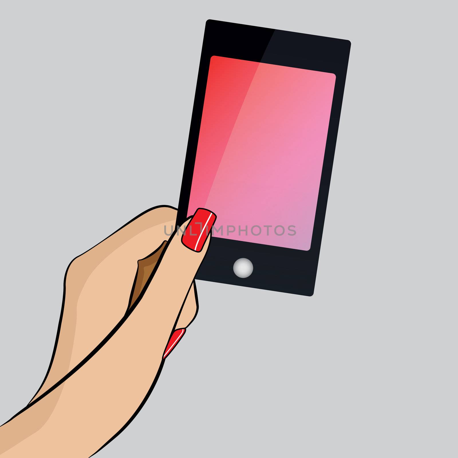 A Pop Art Illustration of a hand with a Tablet PC