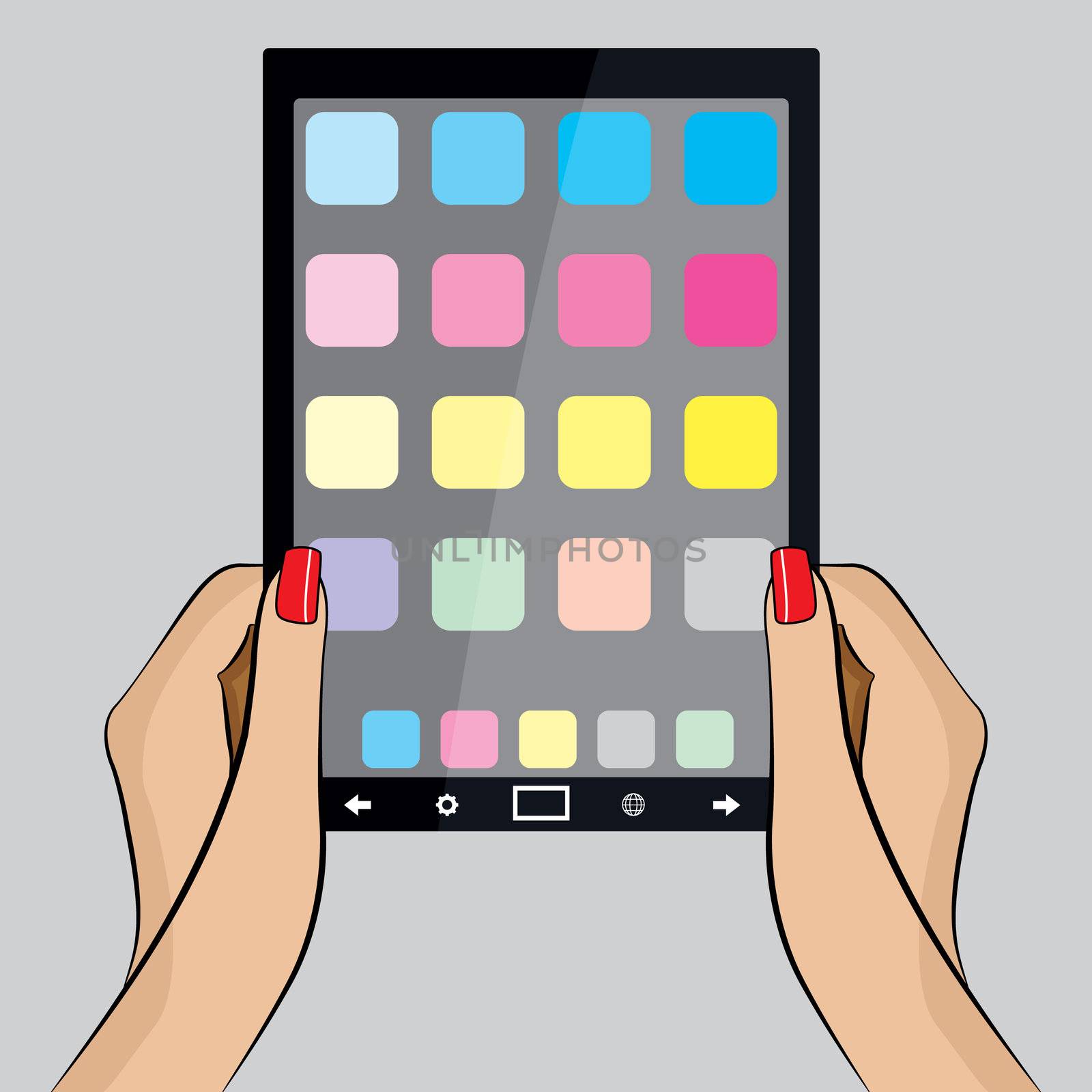 Pop Art Illustration of a hand with a Tablet PC by DragonEyeMedia