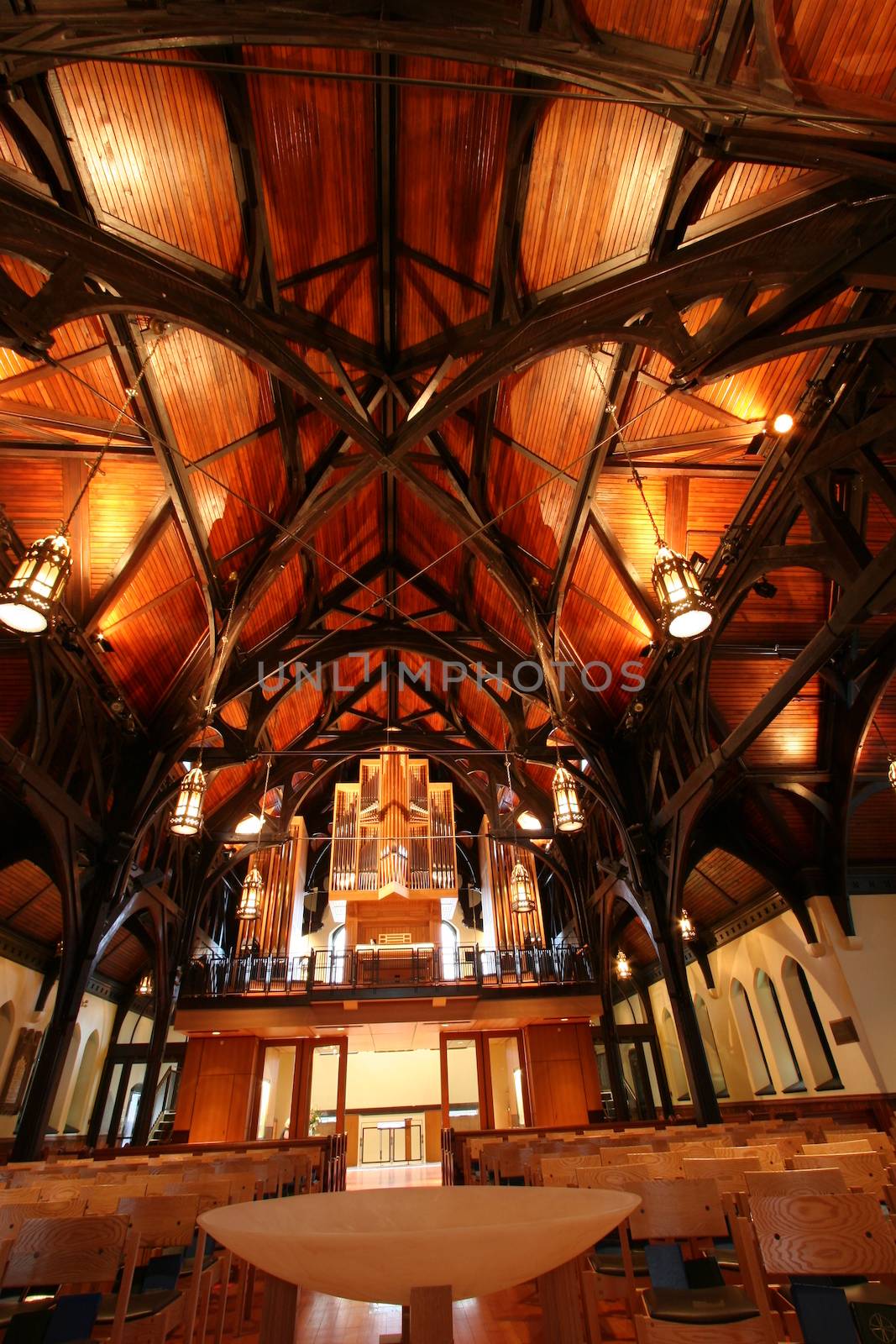 VANCOUVER, CANADA - DEC 9 204 : Interior of the Anglican Church on Walton  Street in Vancouver, British Columbia. It was established in 1914 and renovated at 2003.