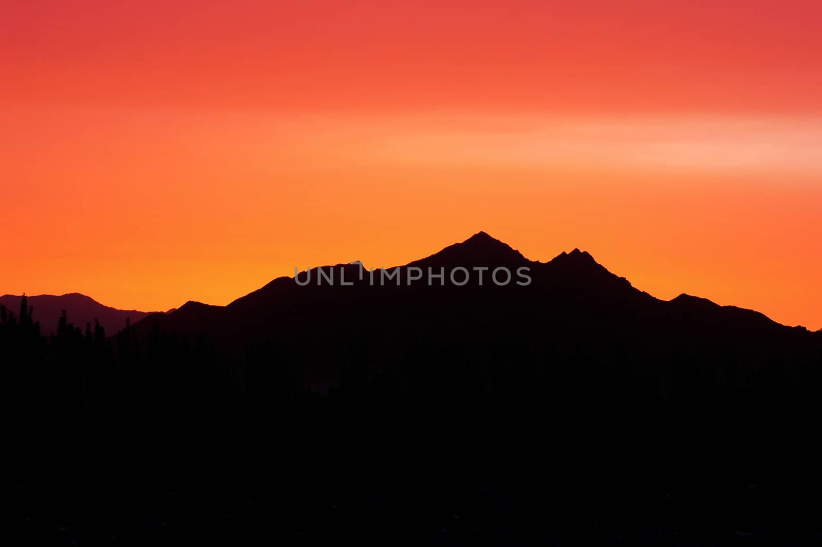 Landscape of mountains at sunset