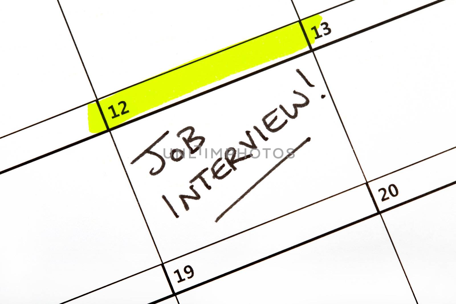 Date for a Job Interview written on a Calendar.