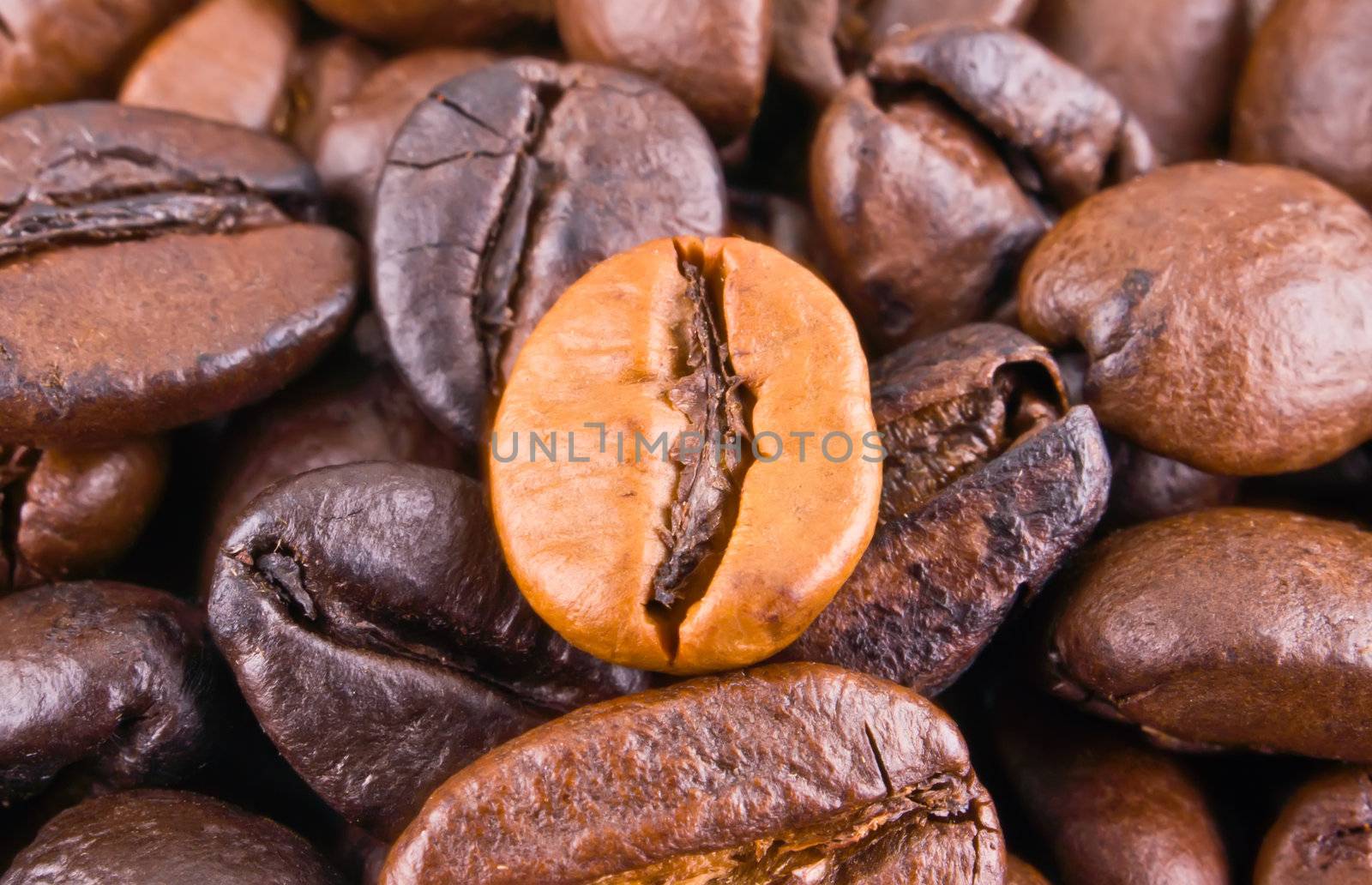 Background with contrastive coffee beans
