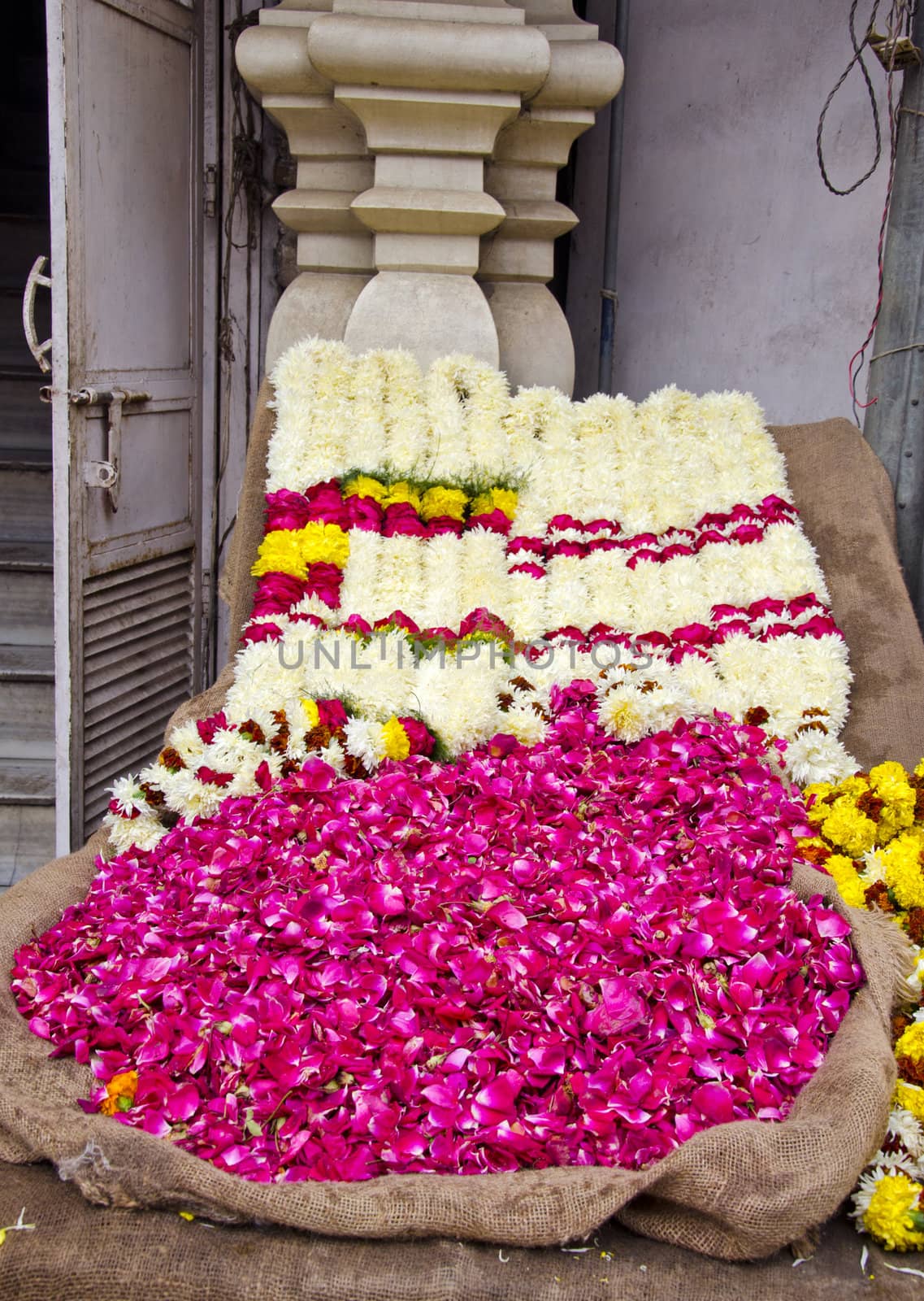 various flowers in Delhi street market, India