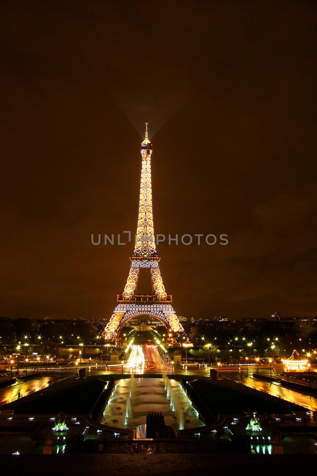 PARIS, FRANCE - OCTOBER 26: Ceremonial lighting of the Eiffel tower on October 26, 2006 in Paris, France. The Eiffel tower is the most visited monument of France.