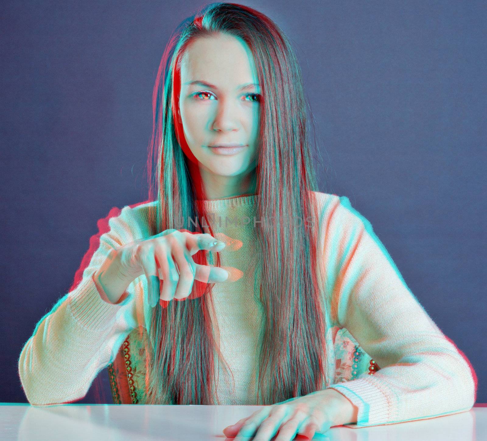 beautiful woman 3d photo (need 3d anaglyph glasses to take effect)