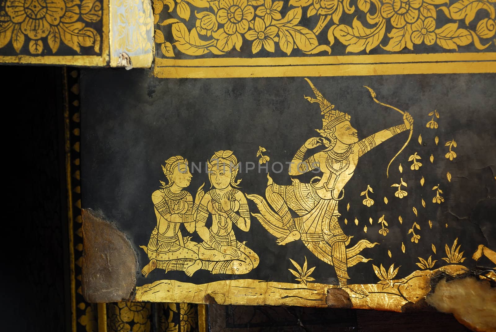 Traditional Thai style church wall painting