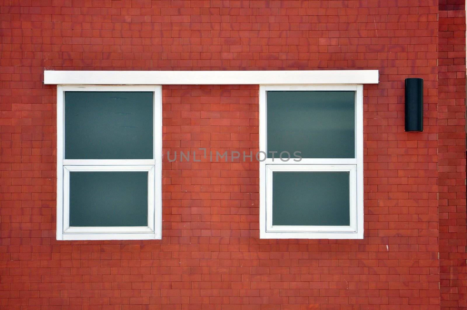 white window on red wall at home