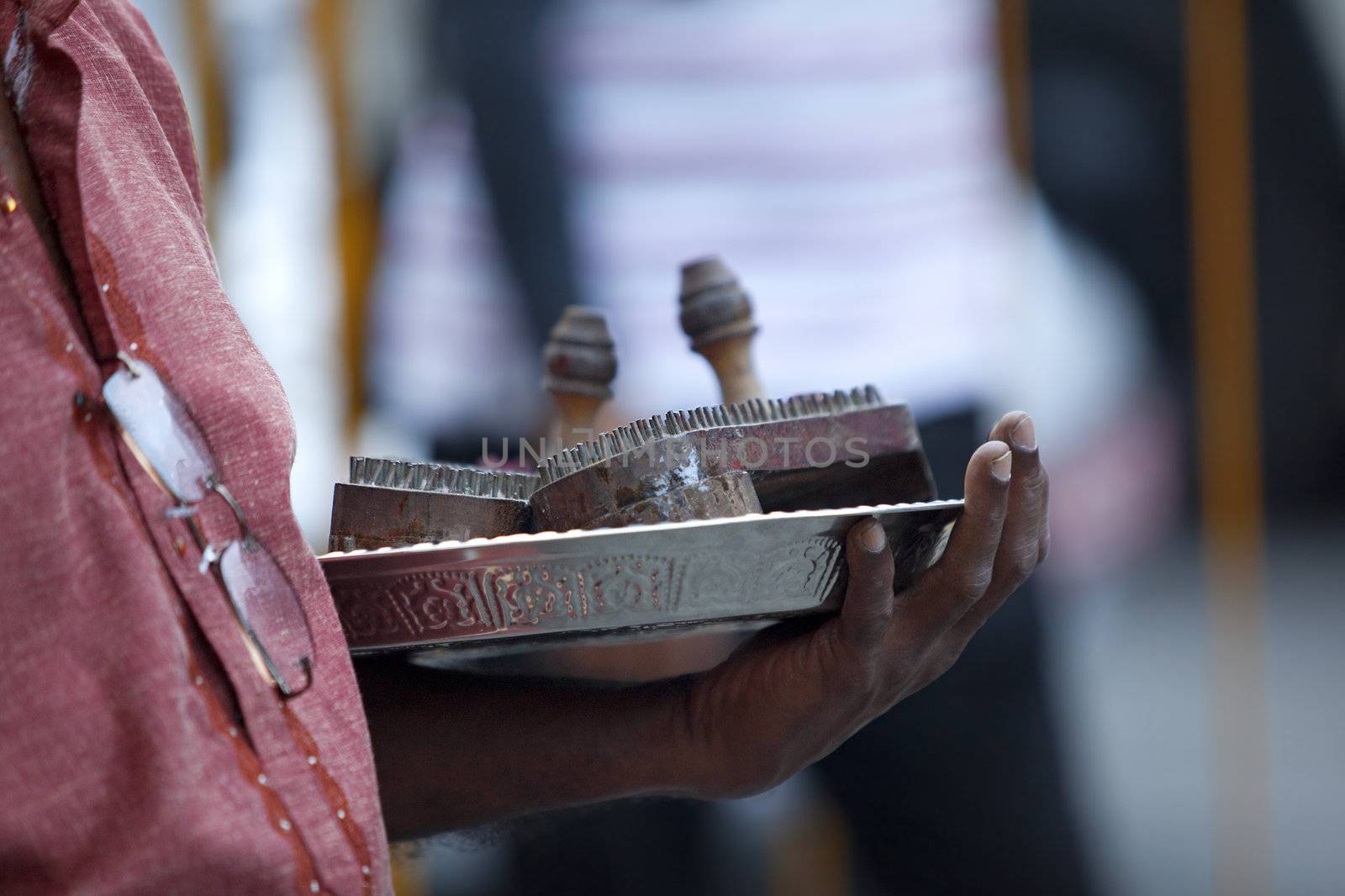 Devotee walking in the Thaipusam festival in Singapore