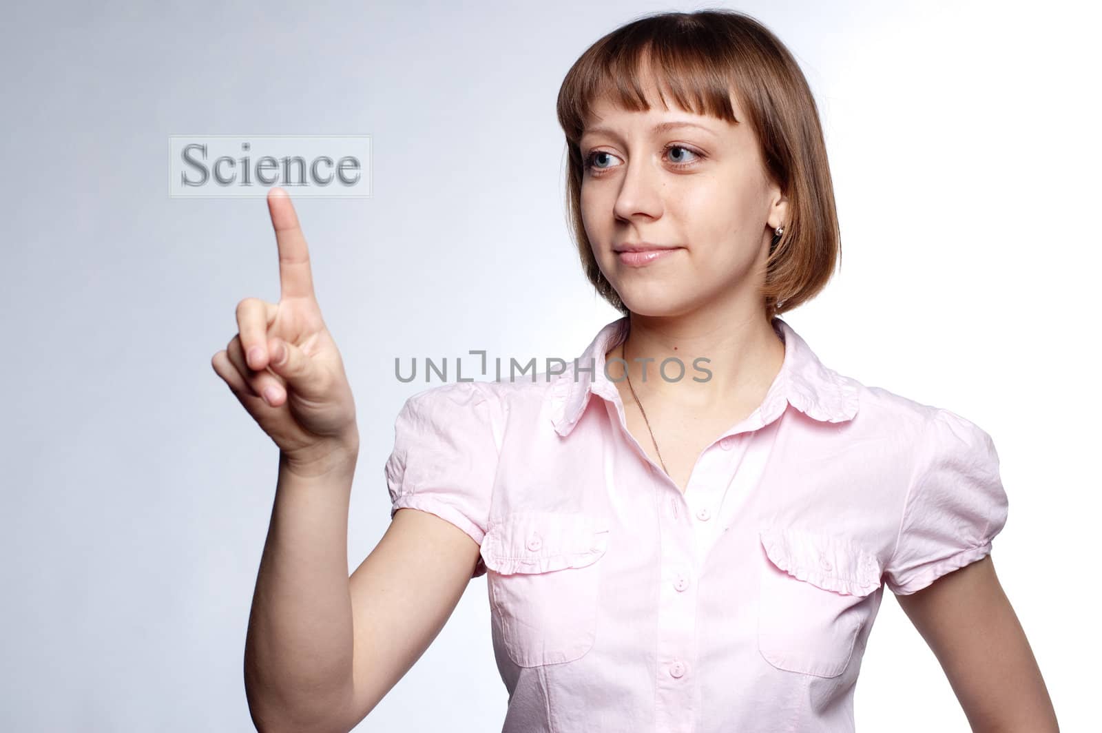 young girl points a finger at the inscription by Triphka