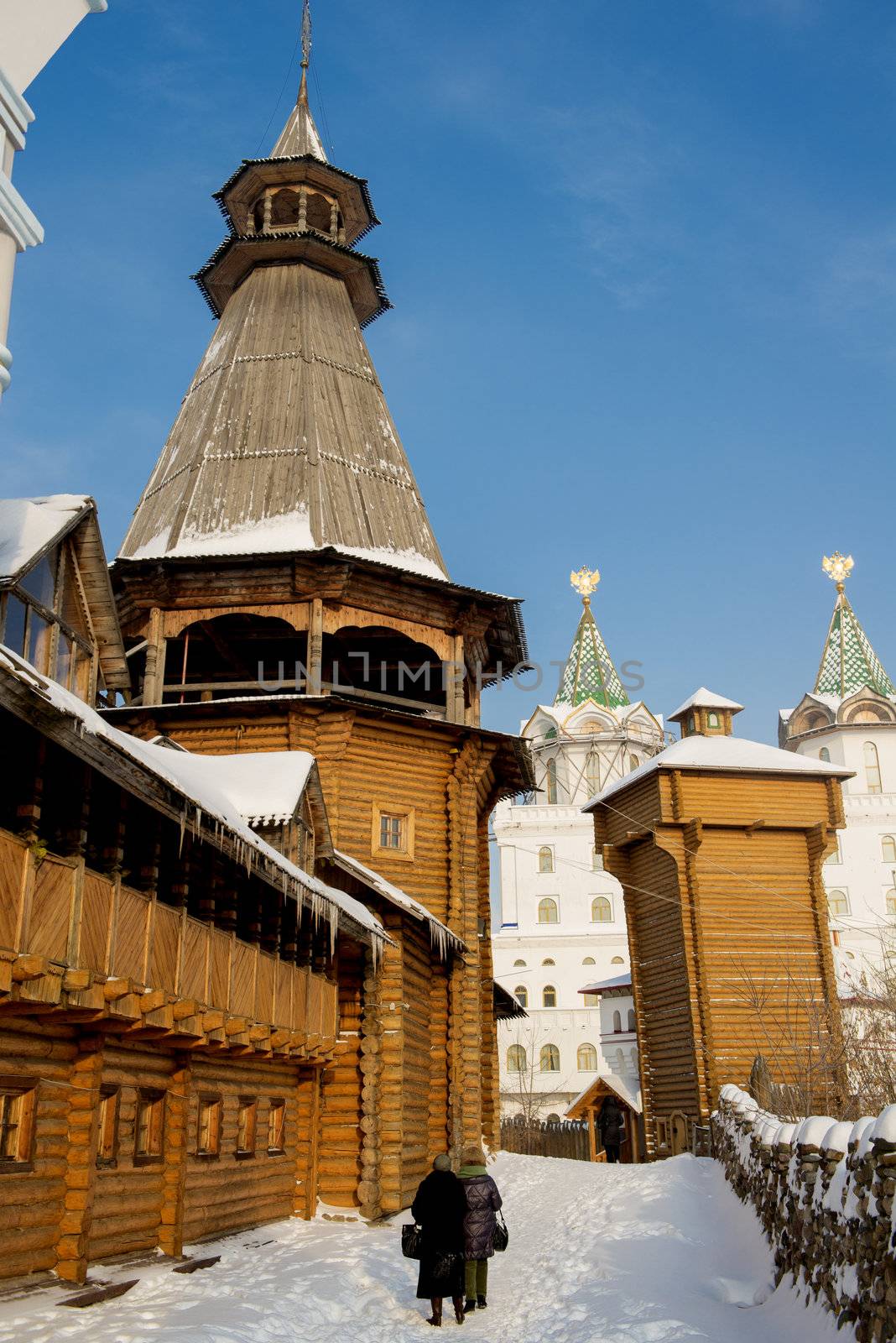 Moscow, Russia - January 2013. The reconstructed complex Izmailovskiy Kremlin is a sample of the Russian architecture.