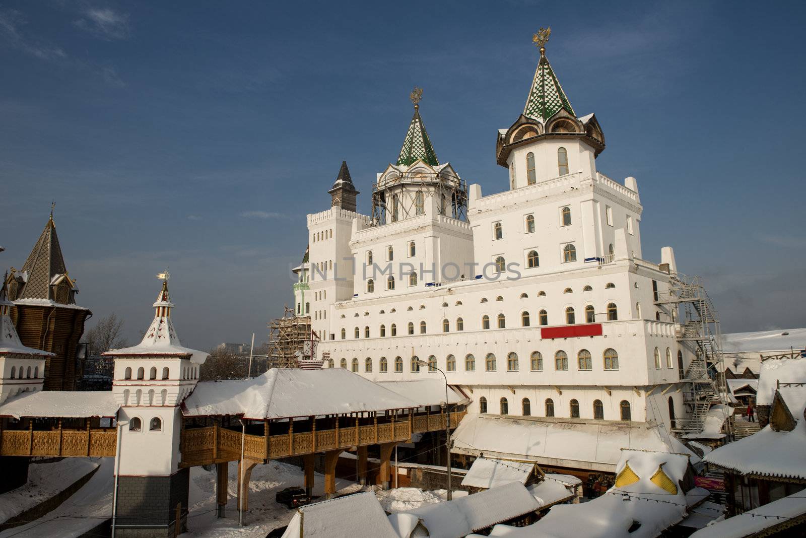 Moscow, Russia - January 2013. The reconstructed complex Izmailovskiy Kremlin is a sample of the Russian architecture.