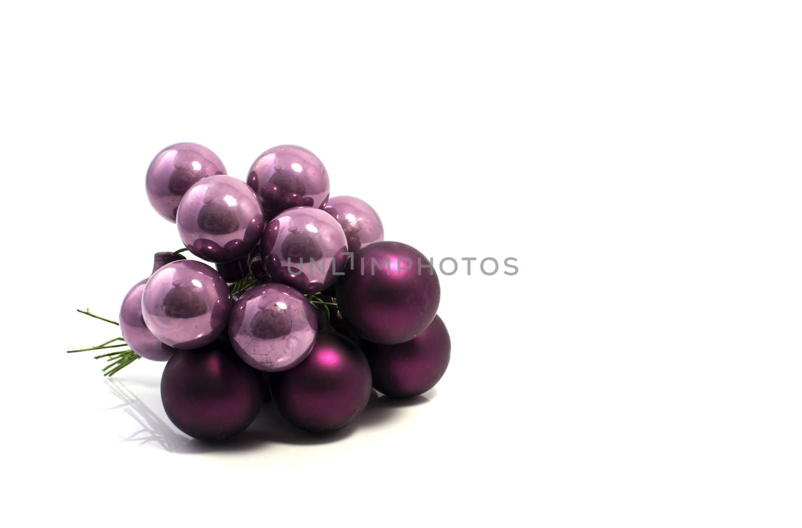 pink christmas balls on white background