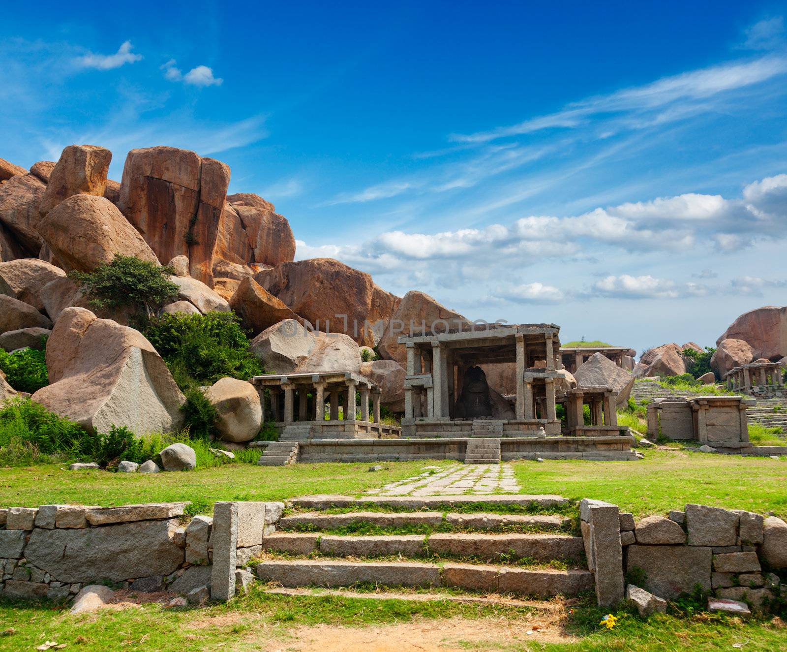 Ancient ruins in Hampi. Hampi Bazaar, Hampi, Karnataka, India