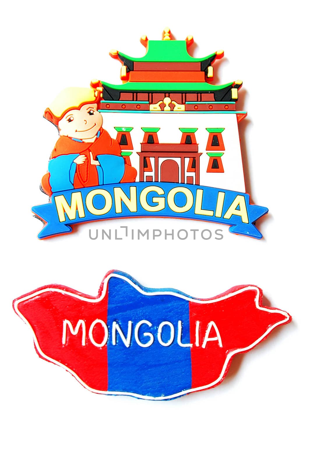 Map of Mongolia on a white background with the landmark of the famous lamasery