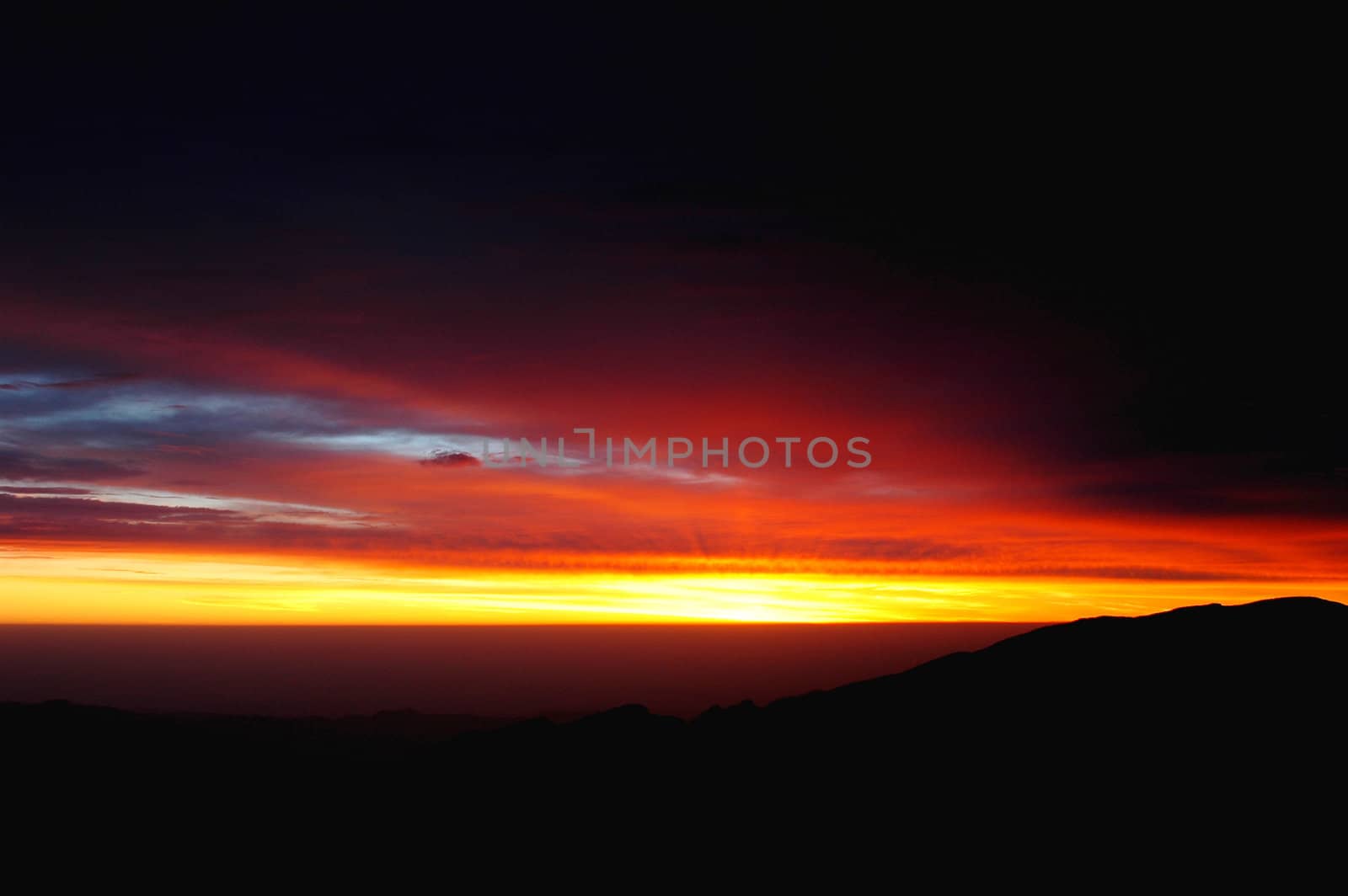 Cloudscape at sunset on the top of mountains
