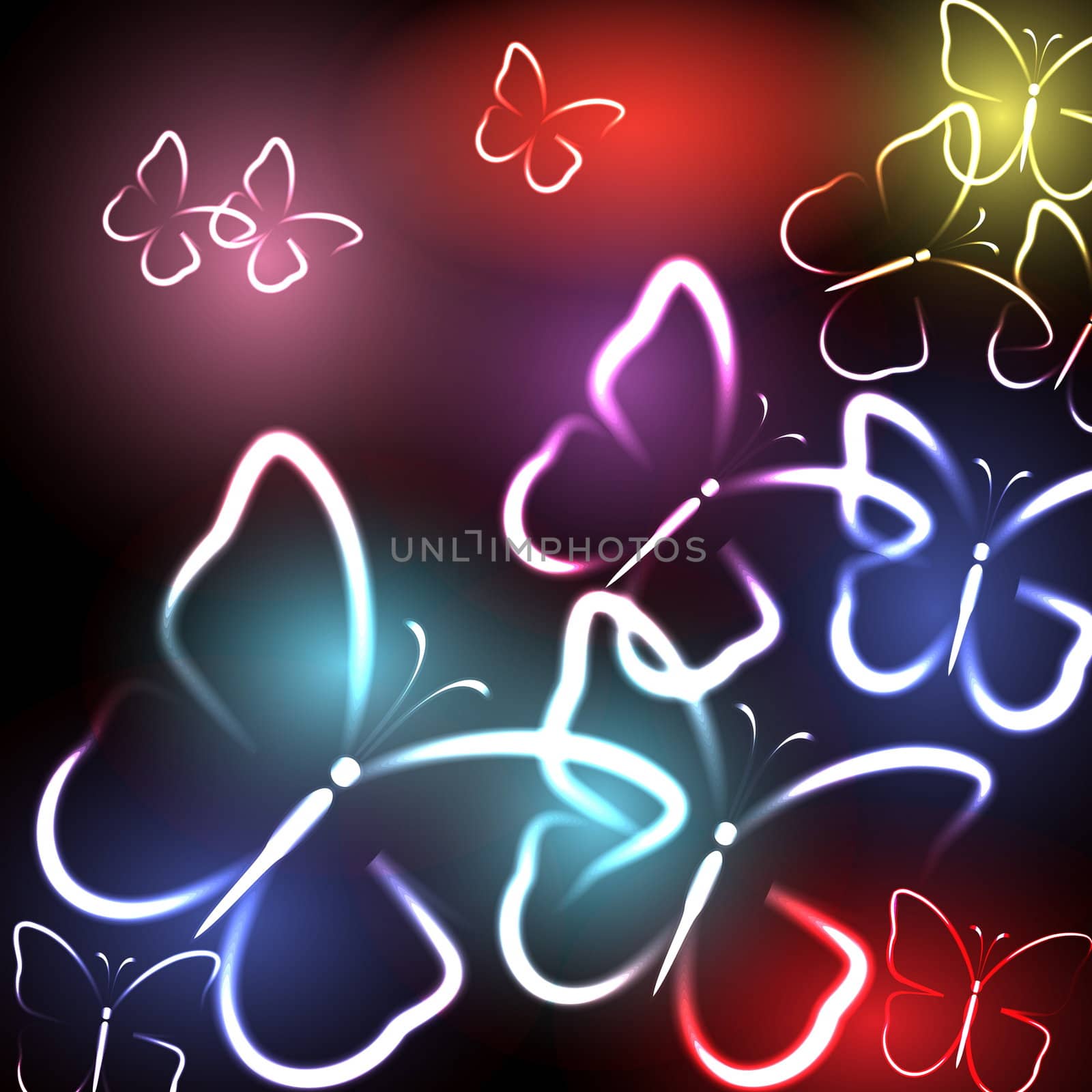 Glowing abstract background with butterfly, illustration for your design