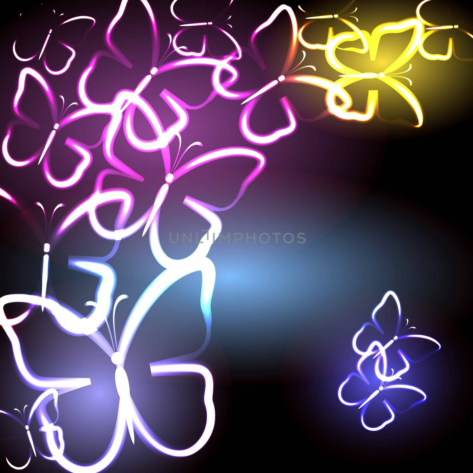 Glowing abstract background with butterfly, illustration for your design by svtrotof