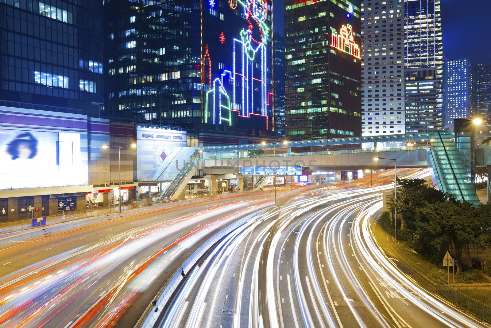 Traffic in Hong Kong at night