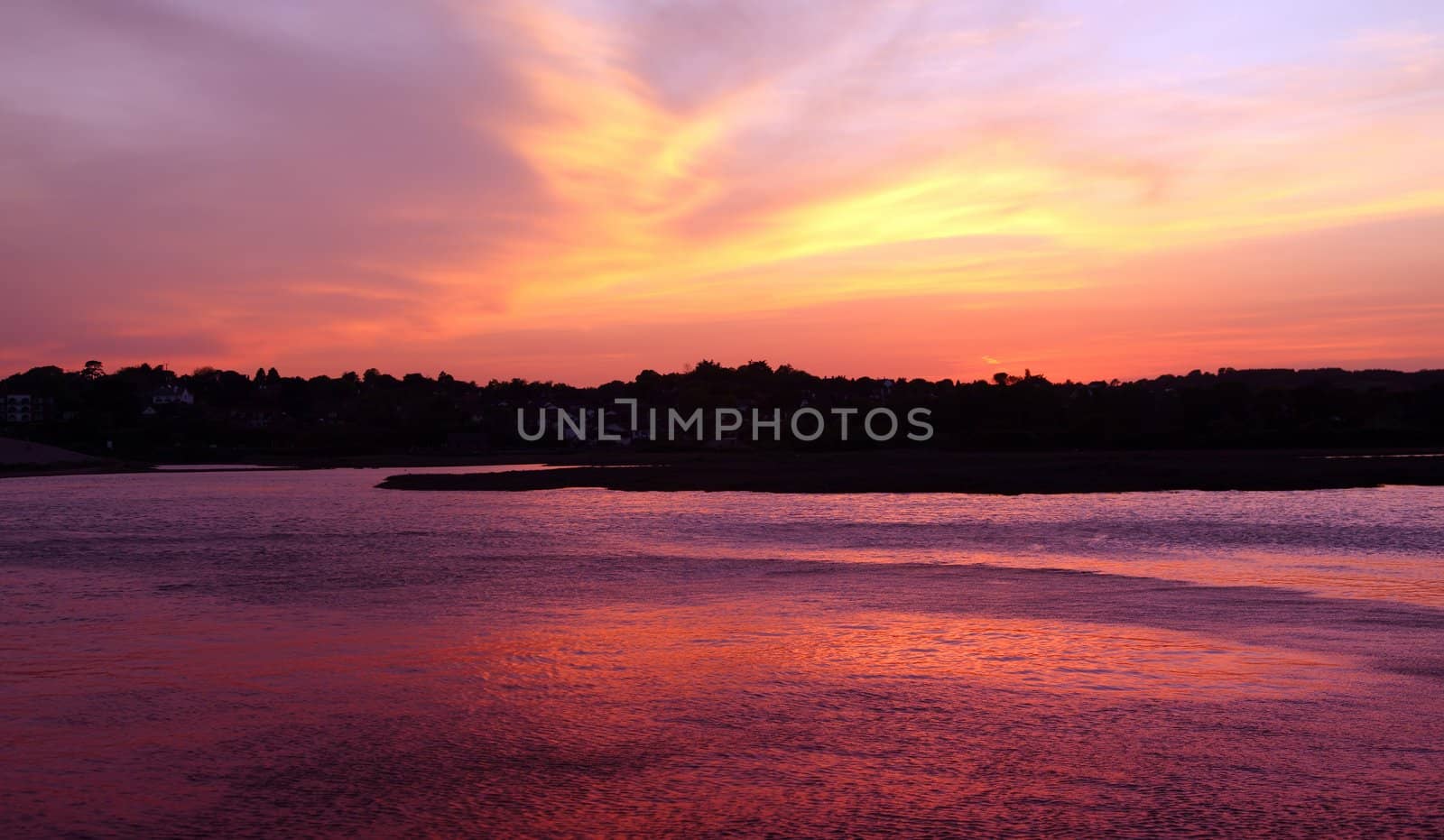 Vibrant sunset on the beach at sunset, Devon