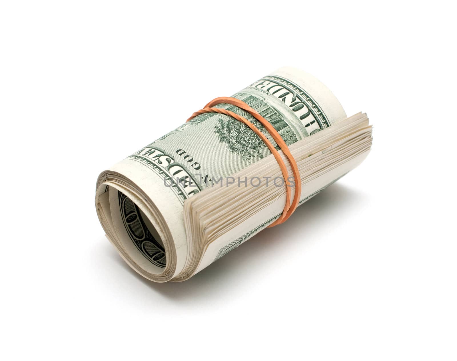 roll of dollars isolated on white by DNKSTUDIO