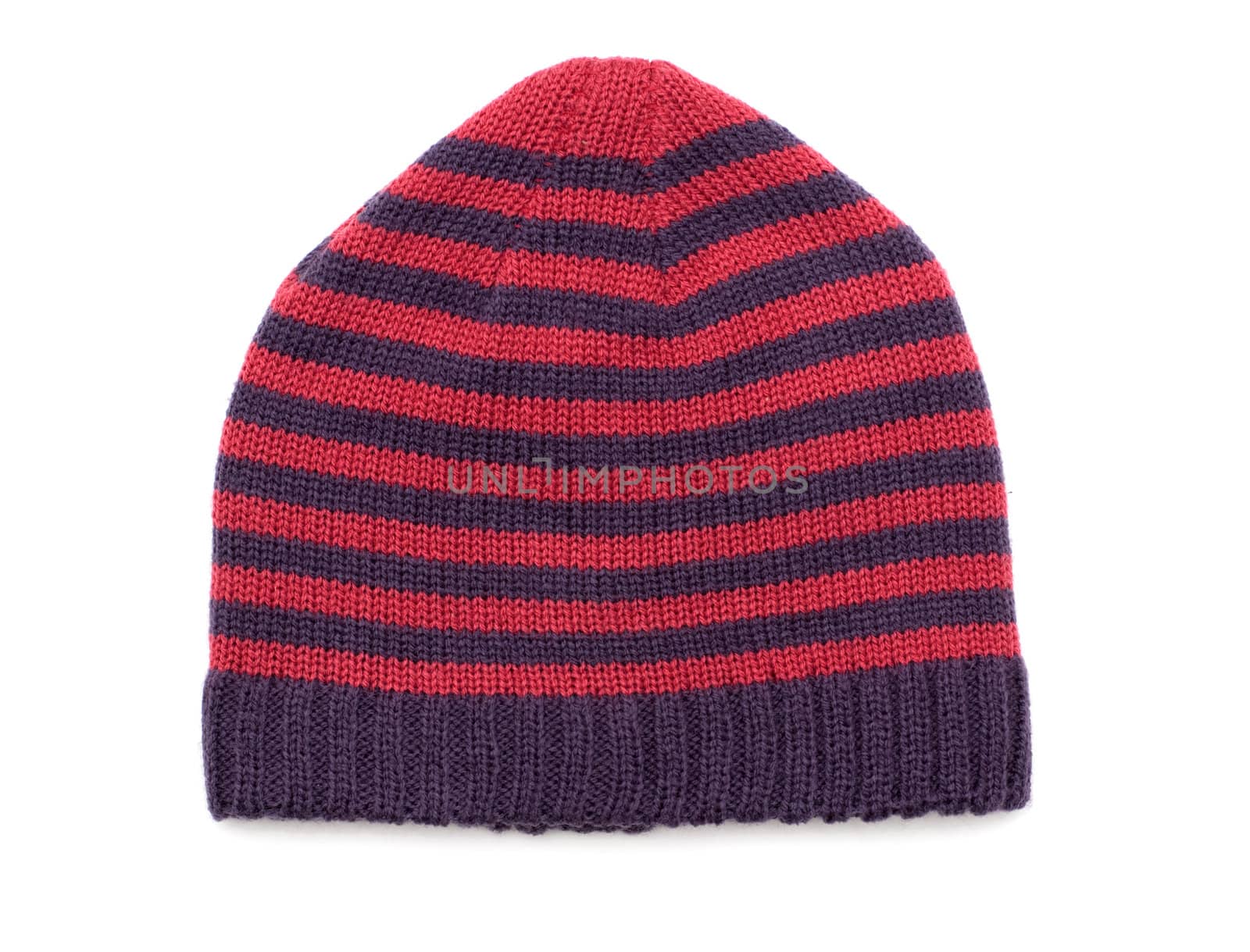 knitted hat with stripes isolated by DNKSTUDIO