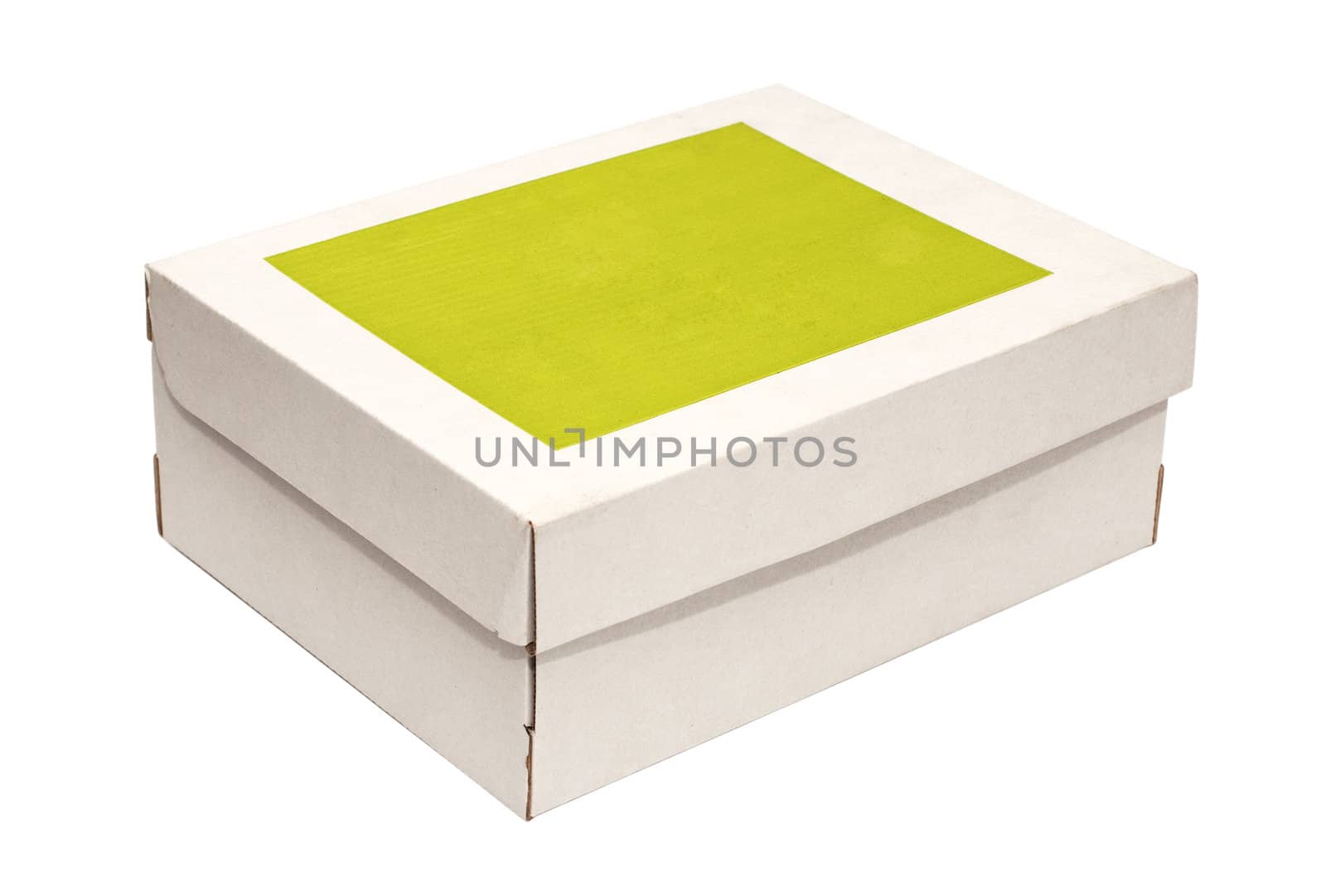 Box with blank label isolated on white background by DNKSTUDIO