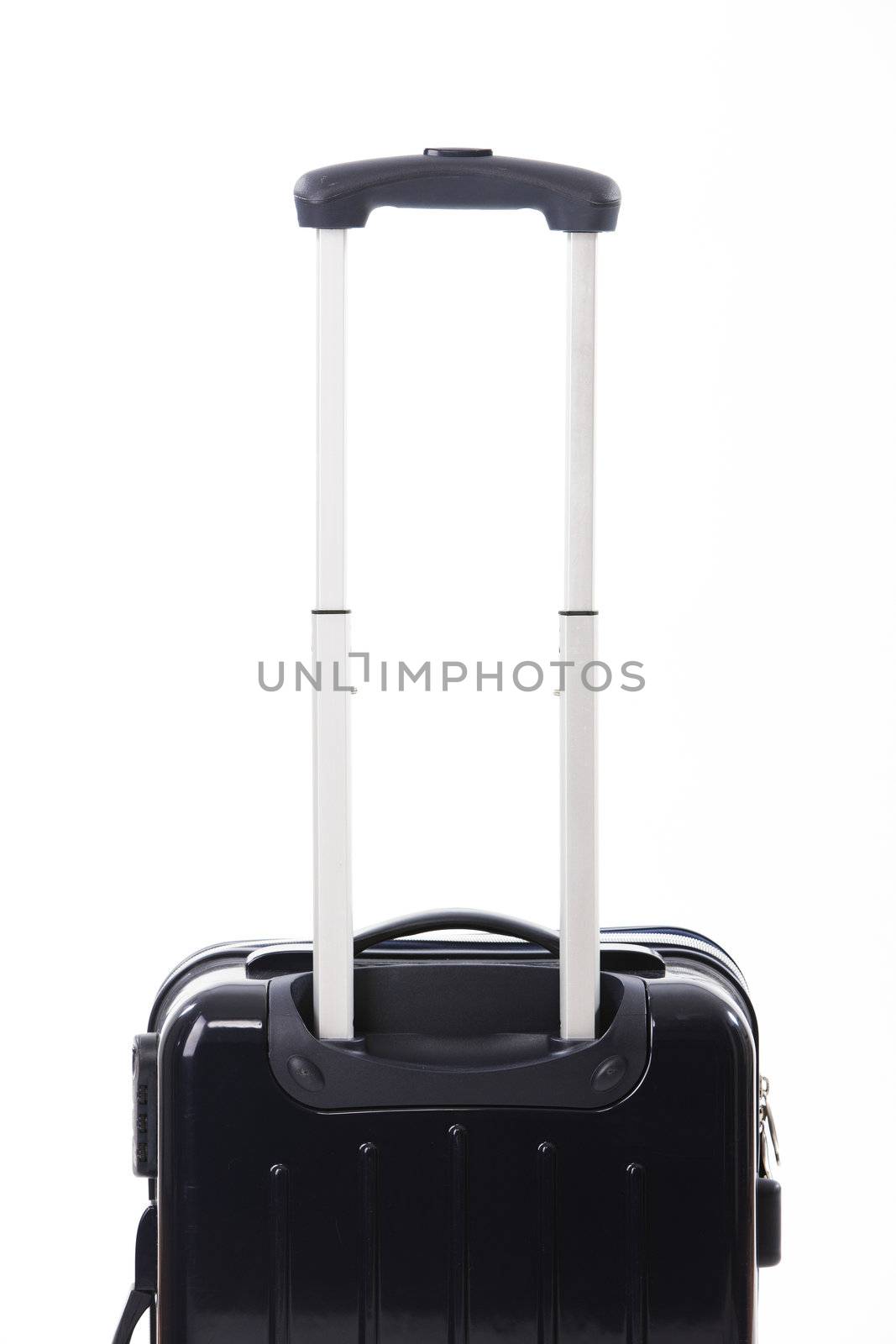  rolling suitcase close up on white background