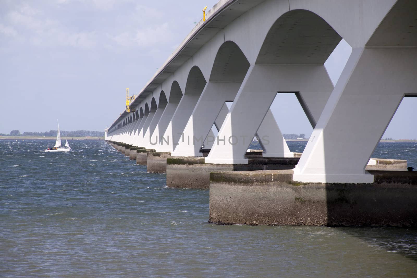 The Zeeland Bridge is the longest bridge in the Netherlands. The bridge spans the Oosterschelde estuary.

