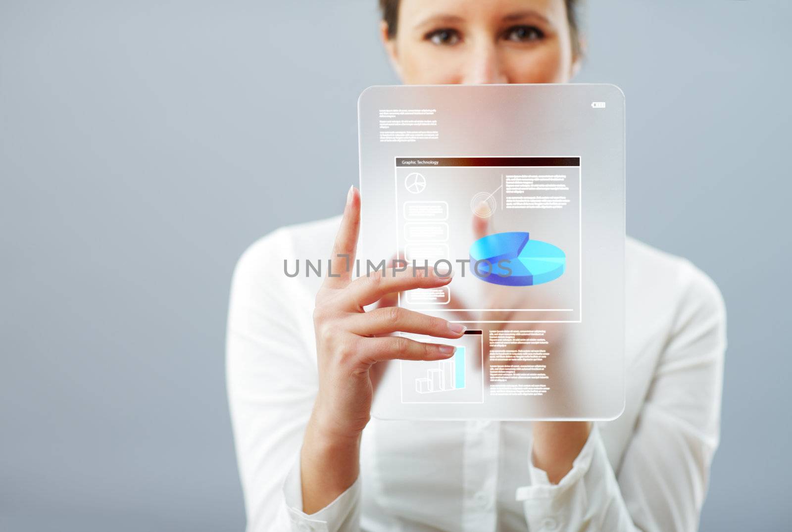 Business woman working on her innovative digital tablet